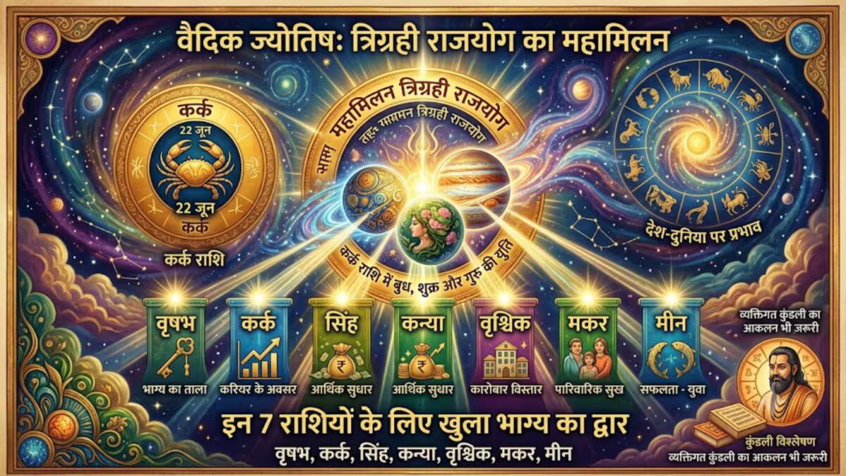 कर्क राशि में 3 राशियों का महामिलन: बुध, शुक्र और गुरु की युति से बनेगा त्रिग्रही राजयोग, इन 7 राशियों की चमकेगी किस्मत