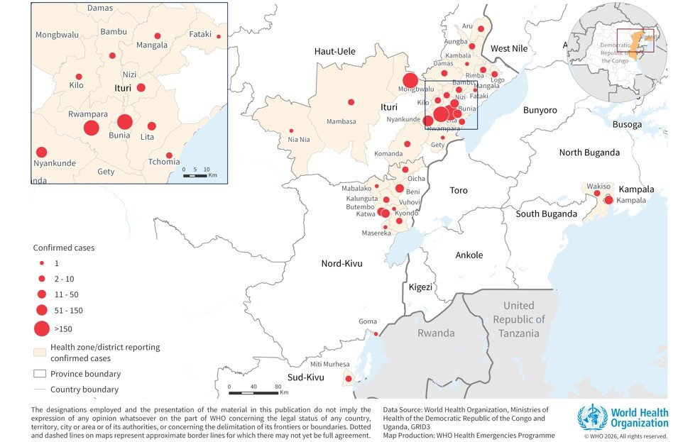 Ebola disease caused by Bundibugyo virus, Democratic Republic of the Congo & Uganda