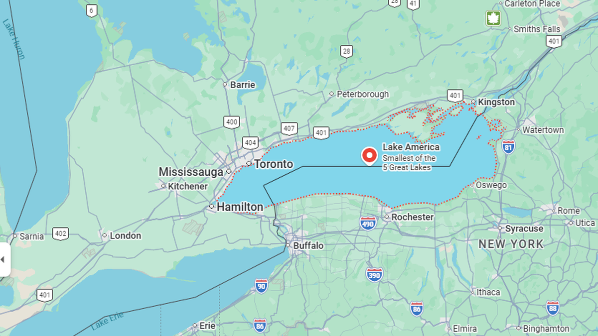 Google Maps now shows ‘Lake America’ in U.S., not ‘Lake Ontario’
