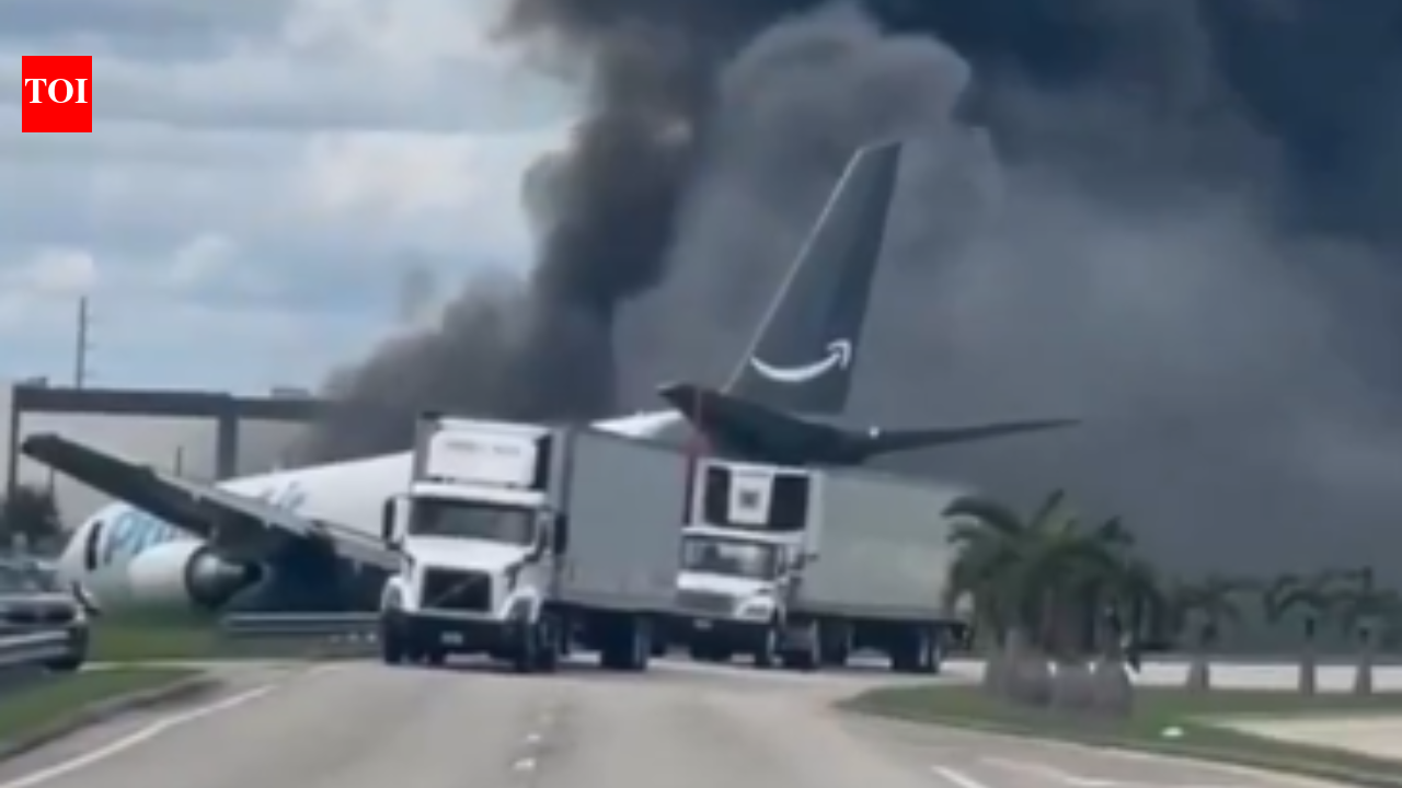 Amazon-linked Boeing 767 crashes off Miami runway, huge smoke plume seen in video